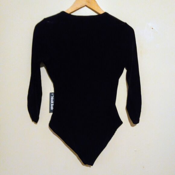 Modcloth Suits You Well Velvet Bodysuit-Medium-Faux Wrap-Adjustable Snap-NEW - Picture 5 of 9